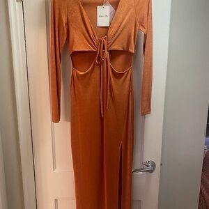 Alice Elle Vibrant Orange Long Sleeve Dress